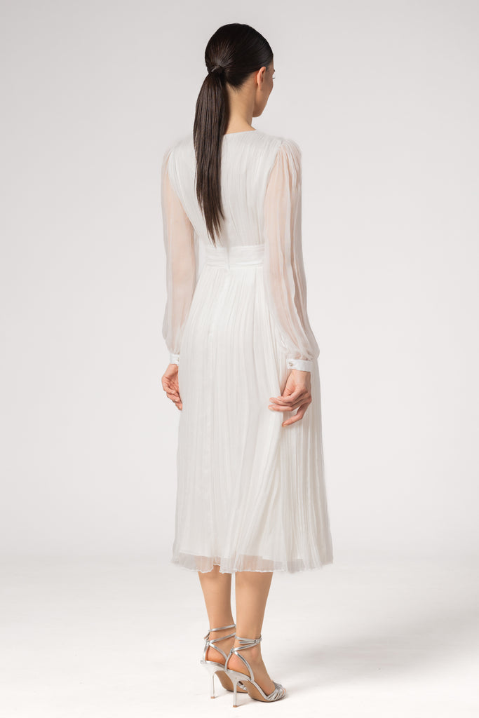 Rochie de seara din matase naturala - alb