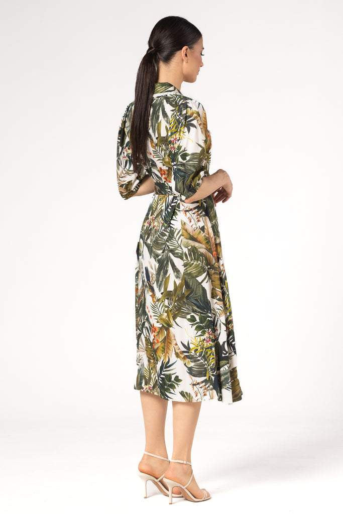 Rochie midi cu guler rotund