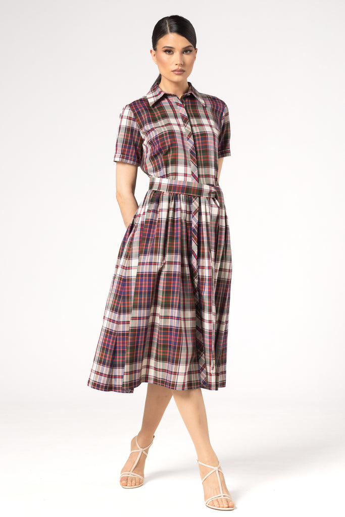 Rochie midi tip camasa in carouri