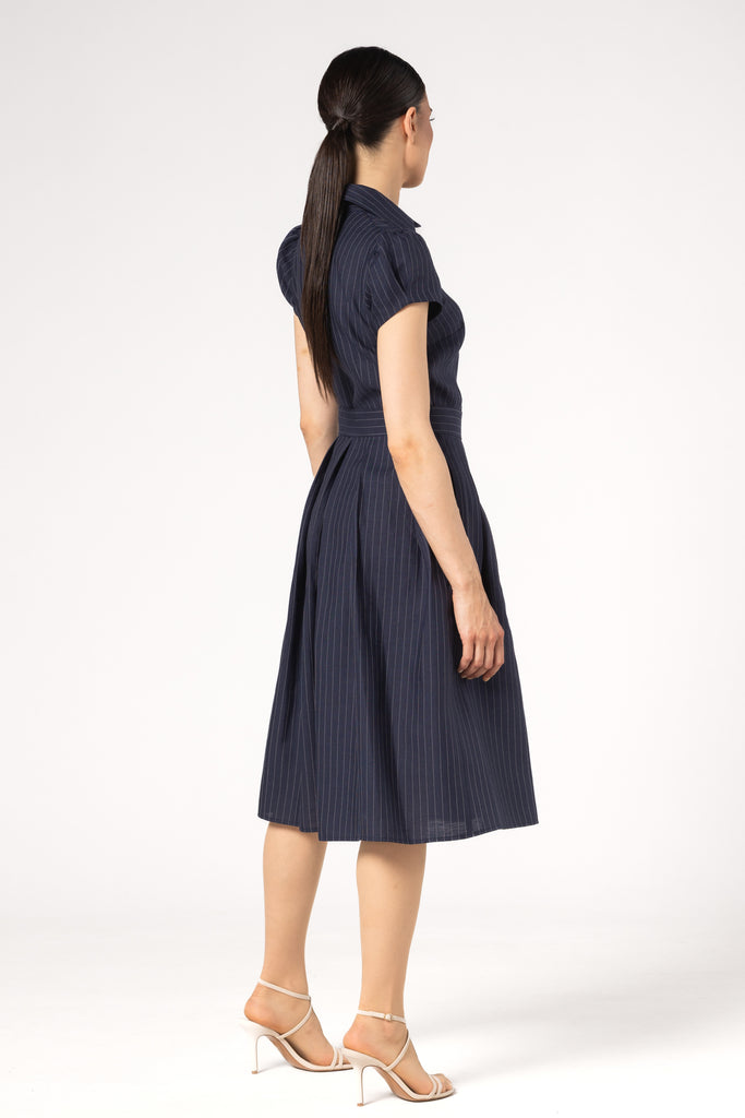 Rochie midi de in cu cordon