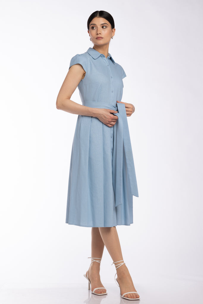 Rochie de in tip camasa cu cordon - bleu