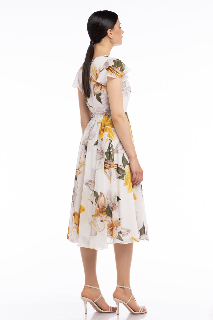 Rochie midi de voal cu imprimeu floral