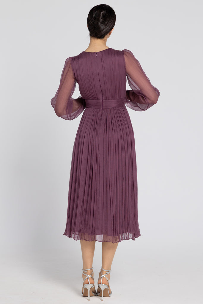 Rochie de seara din matase naturala - mov plum