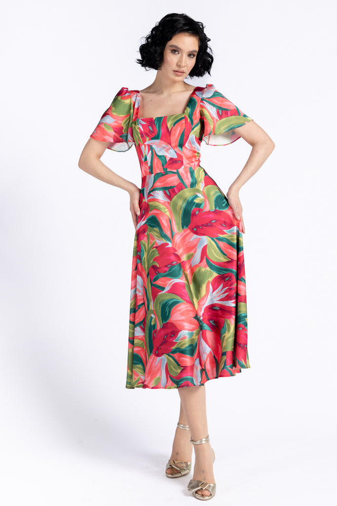 Rochie midi cu maneca scurta