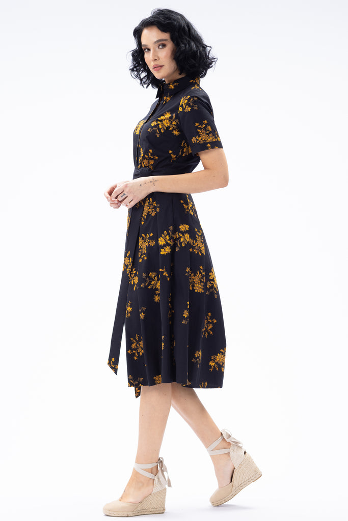 Rochie midi tip camasa cu cordon
