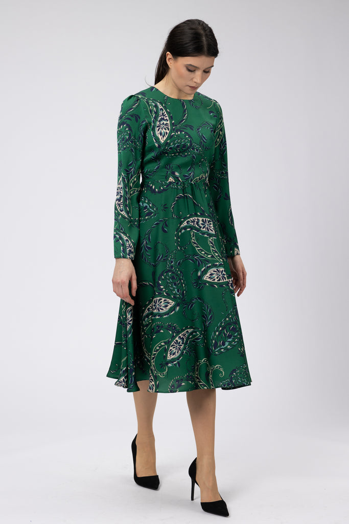Rochie midi clos cu imprimeu paisley