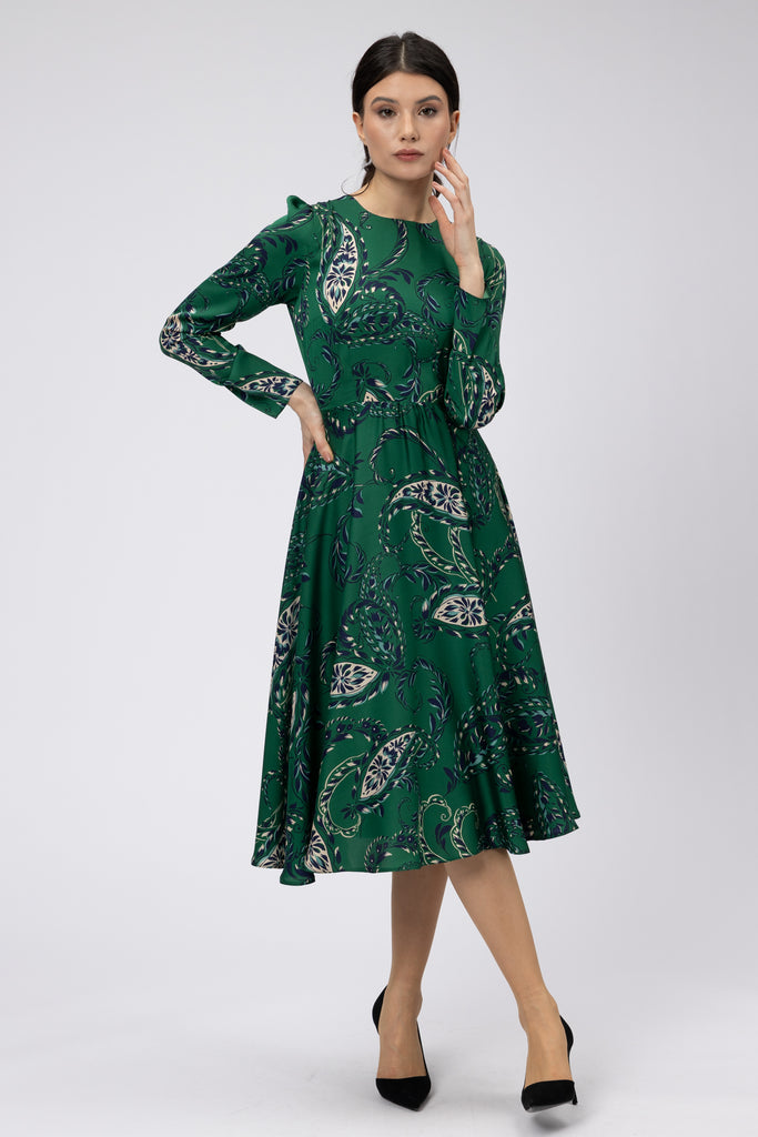 Rochie midi clos cu imprimeu paisley