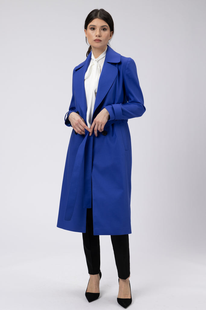 Trench din bumbac albastru roial