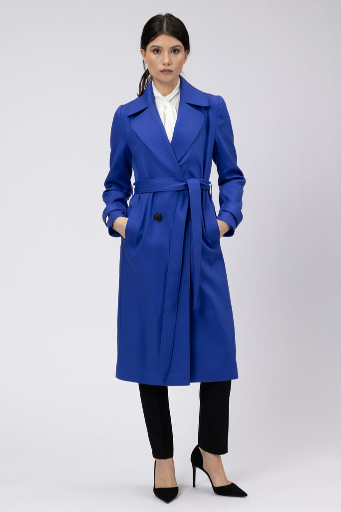 Trench din bumbac albastru roial