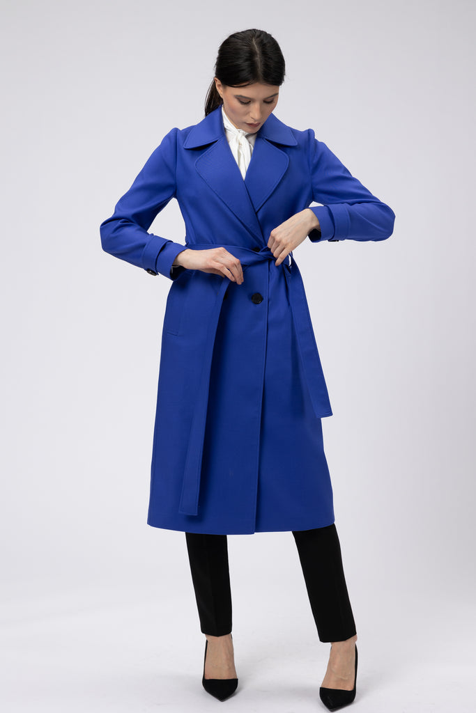 Trench din bumbac albastru roial